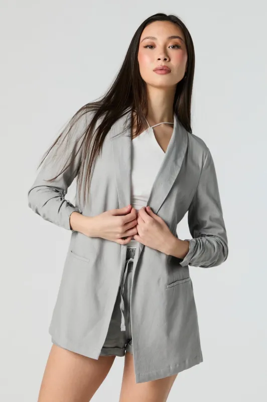 Linen Open Front Blazer sold by Urban Planet