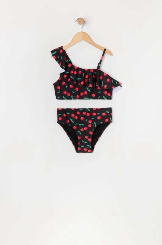 Maillot de bain deux-pièces à épaule unique avec motif Cerises pour fille sold by Urban Planet
