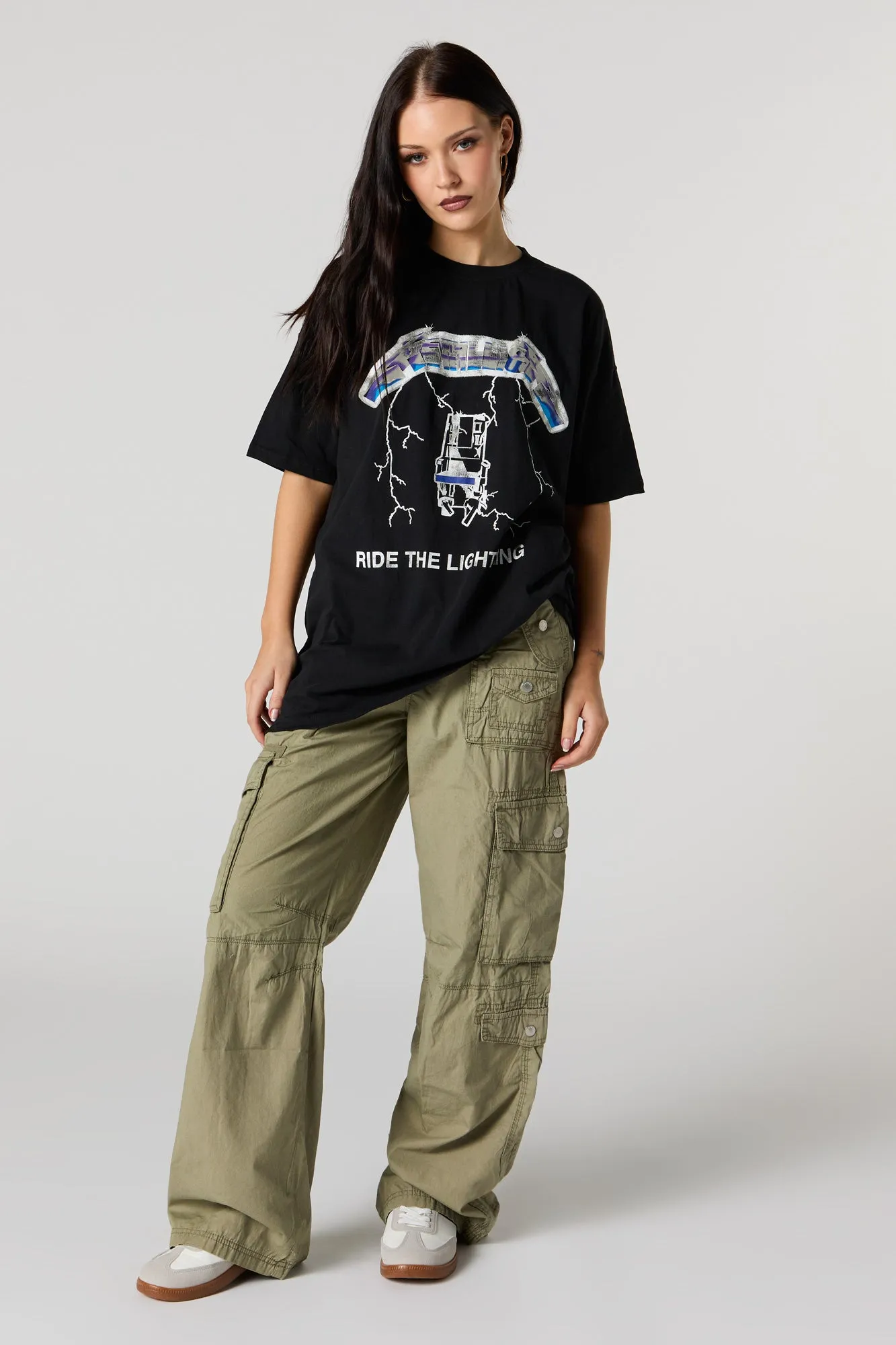 Metallica Ride the Lightning Graphic Boyfriend T-Shirt sold by Urban Planet product image thumbnail 3