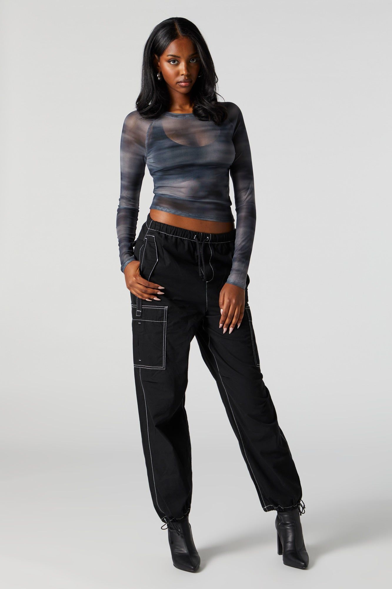 Haut en filet imprimé à manches longues sold by Urban Planet product image thumbnail 4