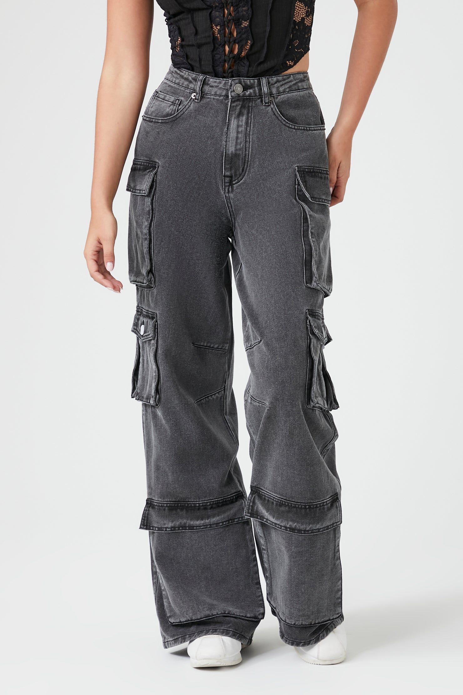 Jean cargo à taille haute et jambe large sold by Urban Planet product image thumbnail 3