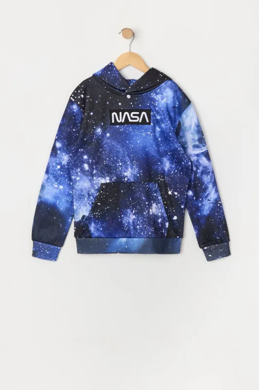 Boys Galaxy Print NASA Graphic Fleece Hoodie sold by Urban Planet
