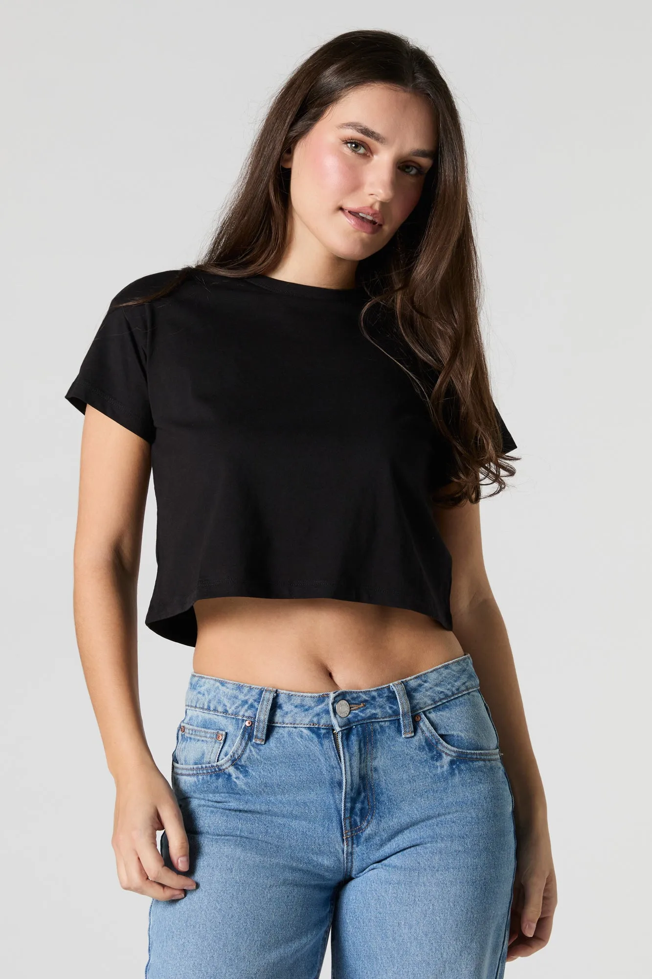 Crewneck Short Sleeve Cropped T-Shirt sold by Urban Planet product image thumbnail 4