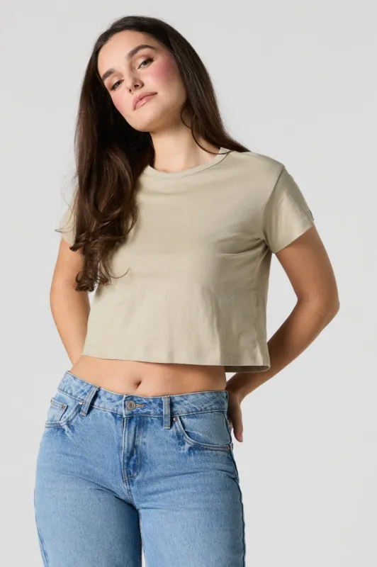 Crewneck Short Sleeve Cropped T-Shirt sold by Urban Planet