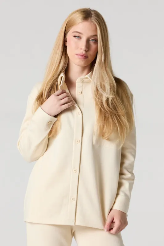 Oversized Fleece Button-Up Top sold by Urban Planet