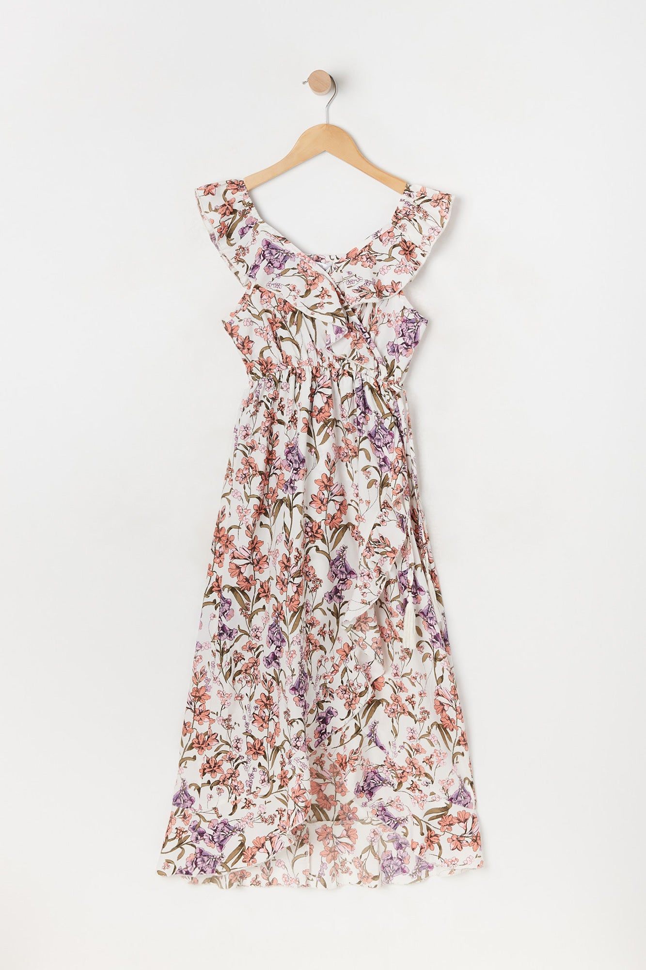 Girls Floral High-Low Flounce Dress sold by Urban Planet