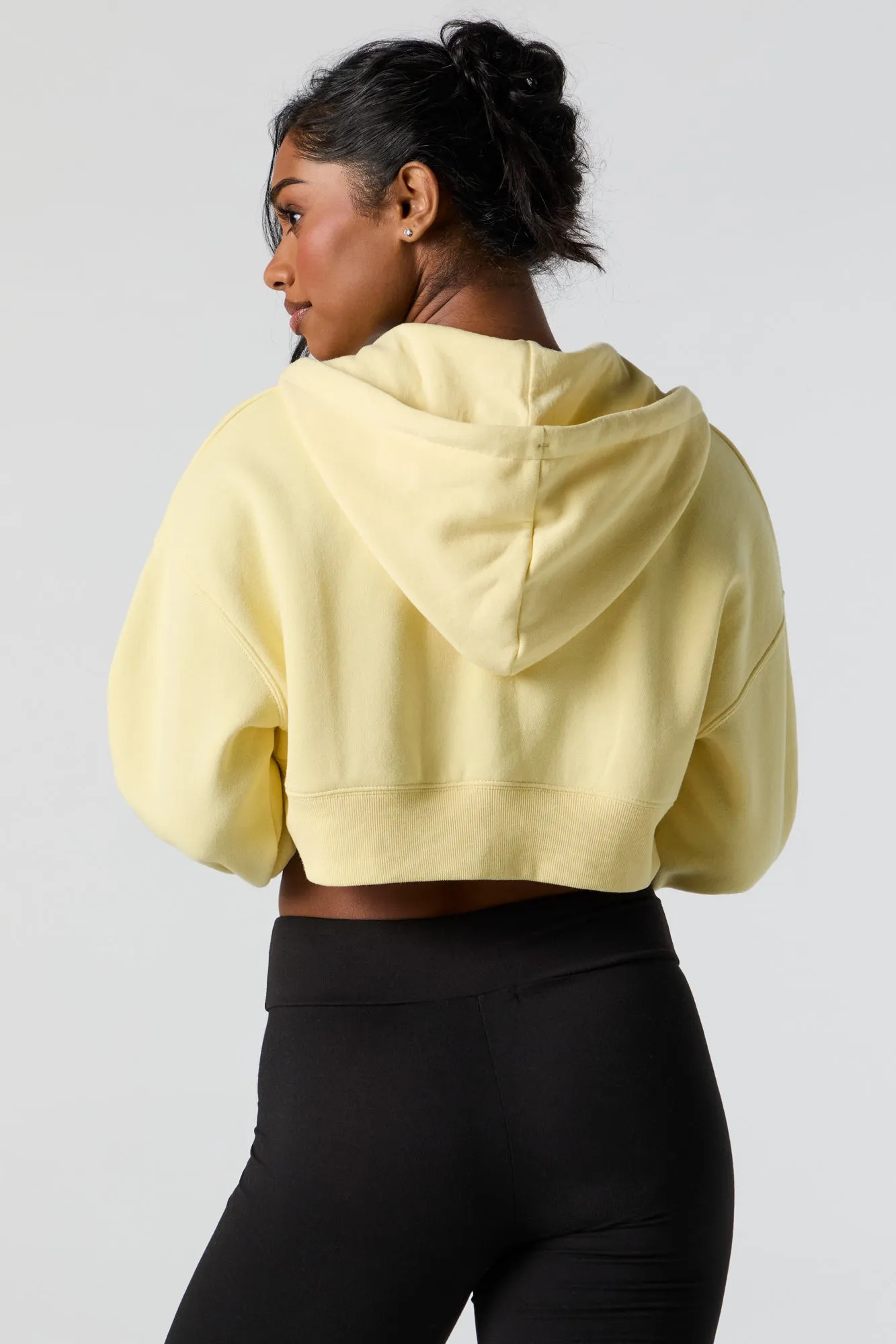 Fleece Zip-Up Cropped Hoodie sold by Urban Planet product image thumbnail 2
