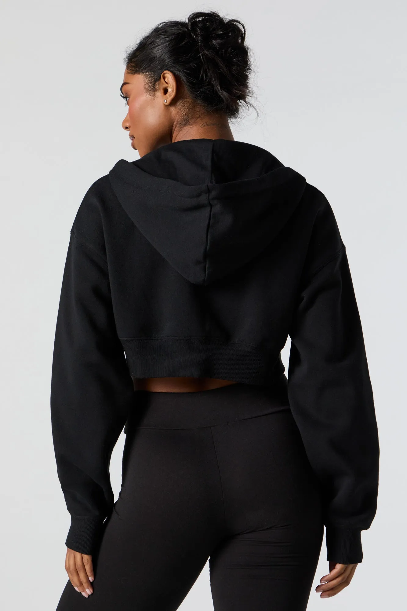 Fleece Zip-Up Cropped Hoodie sold by Urban Planet product image thumbnail 5