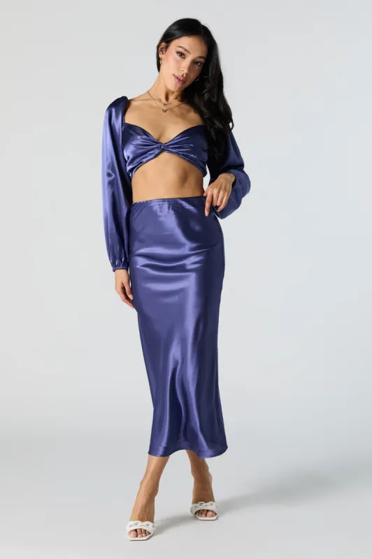 Jupe midi à taille haute en satin sold by Urban Planet