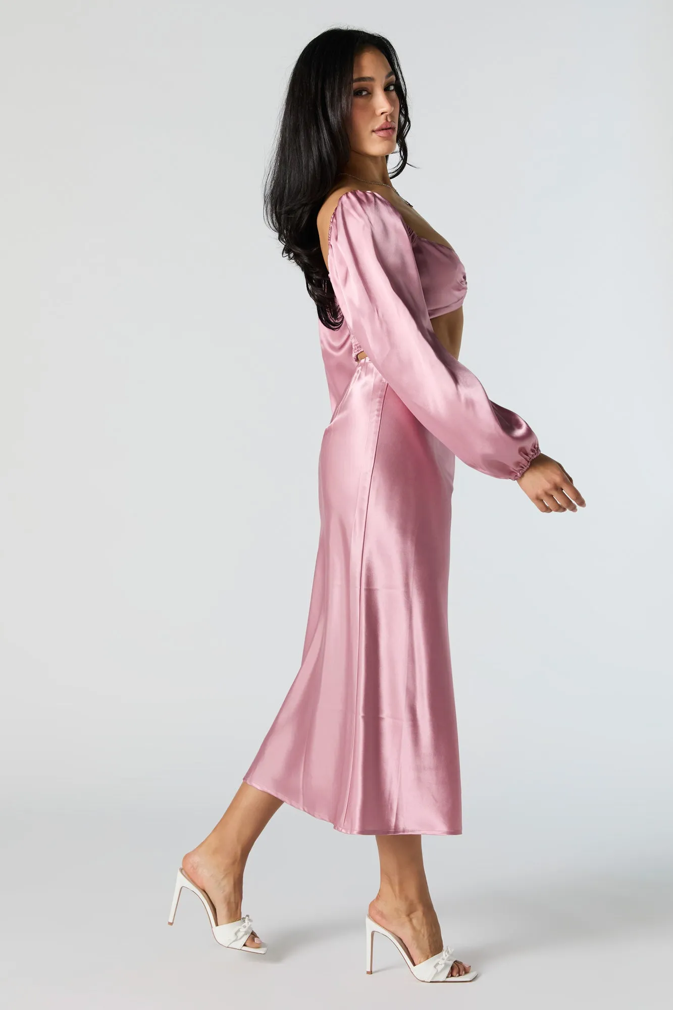 Jupe midi à taille haute en satin sold by Urban Planet product image thumbnail 5