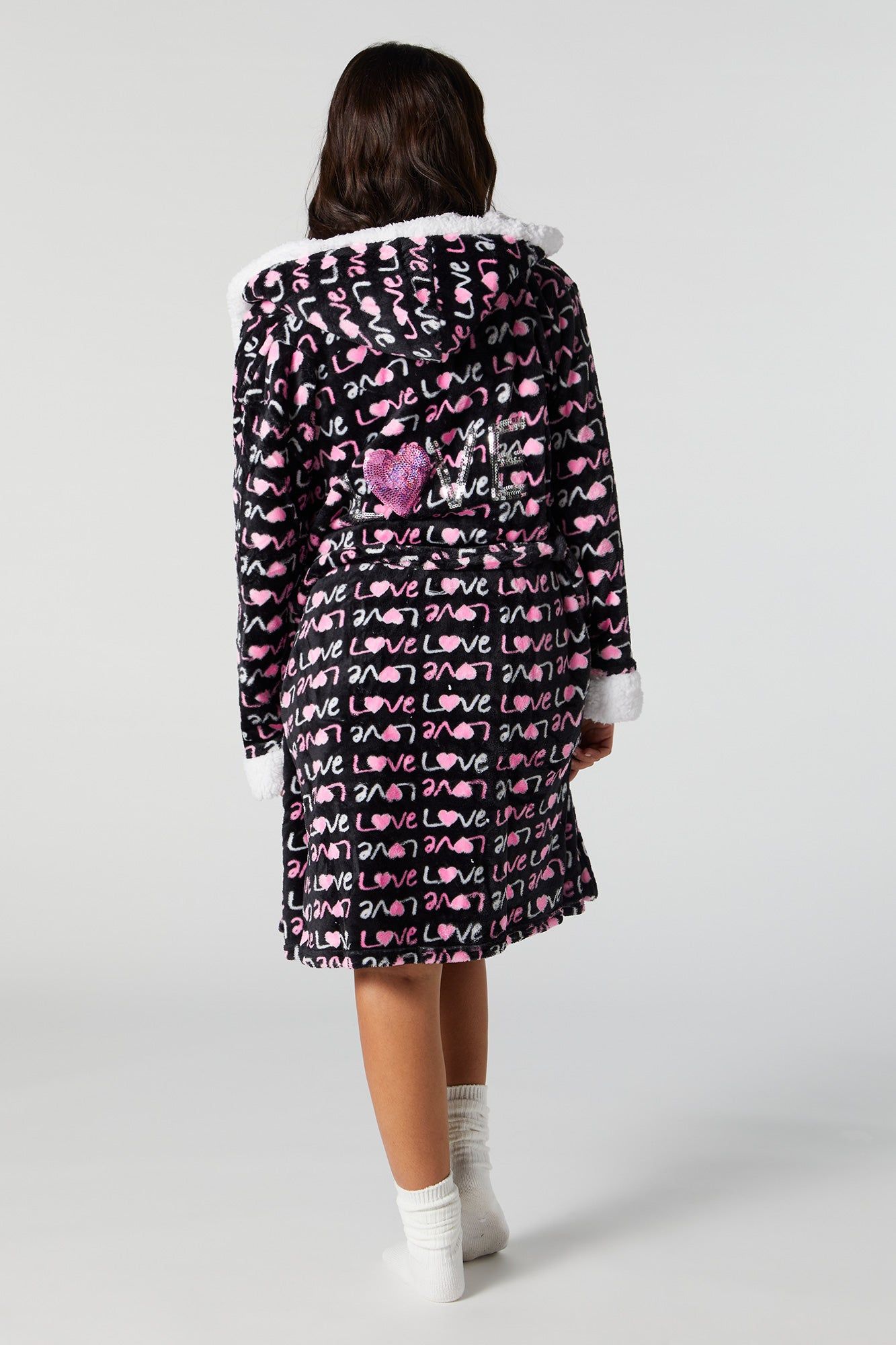 Love Print Plush Robe sold by Urban Planet product image thumbnail 3