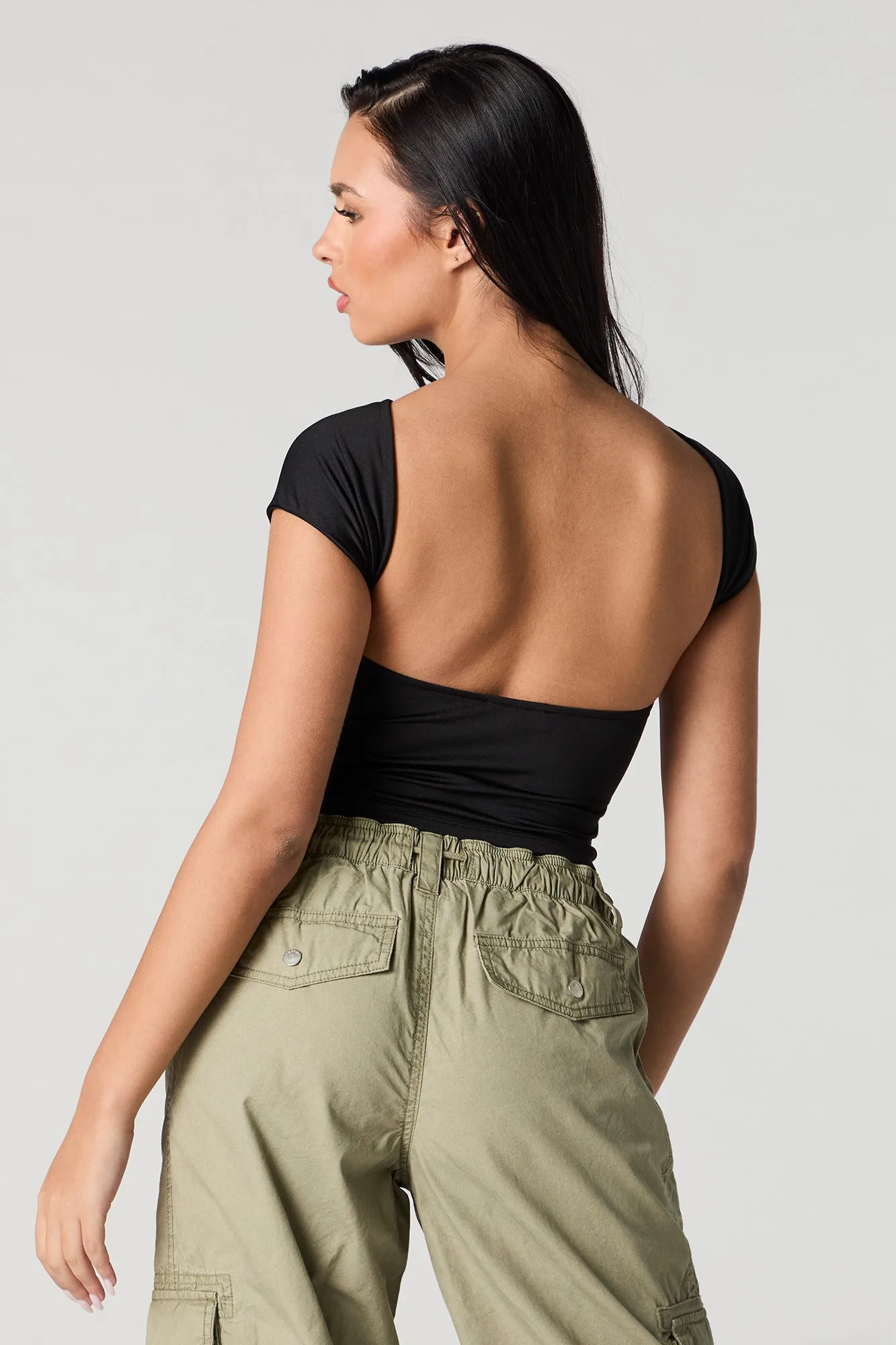 Contour Boat Neck Open Back T-Shirt sold by Urban Planet product image thumbnail 5