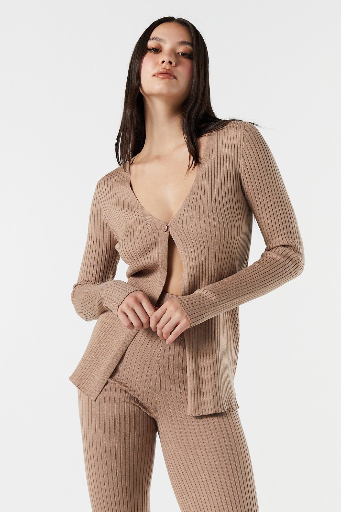 Cardigan côtelé avec bouton sold by Urban Planet