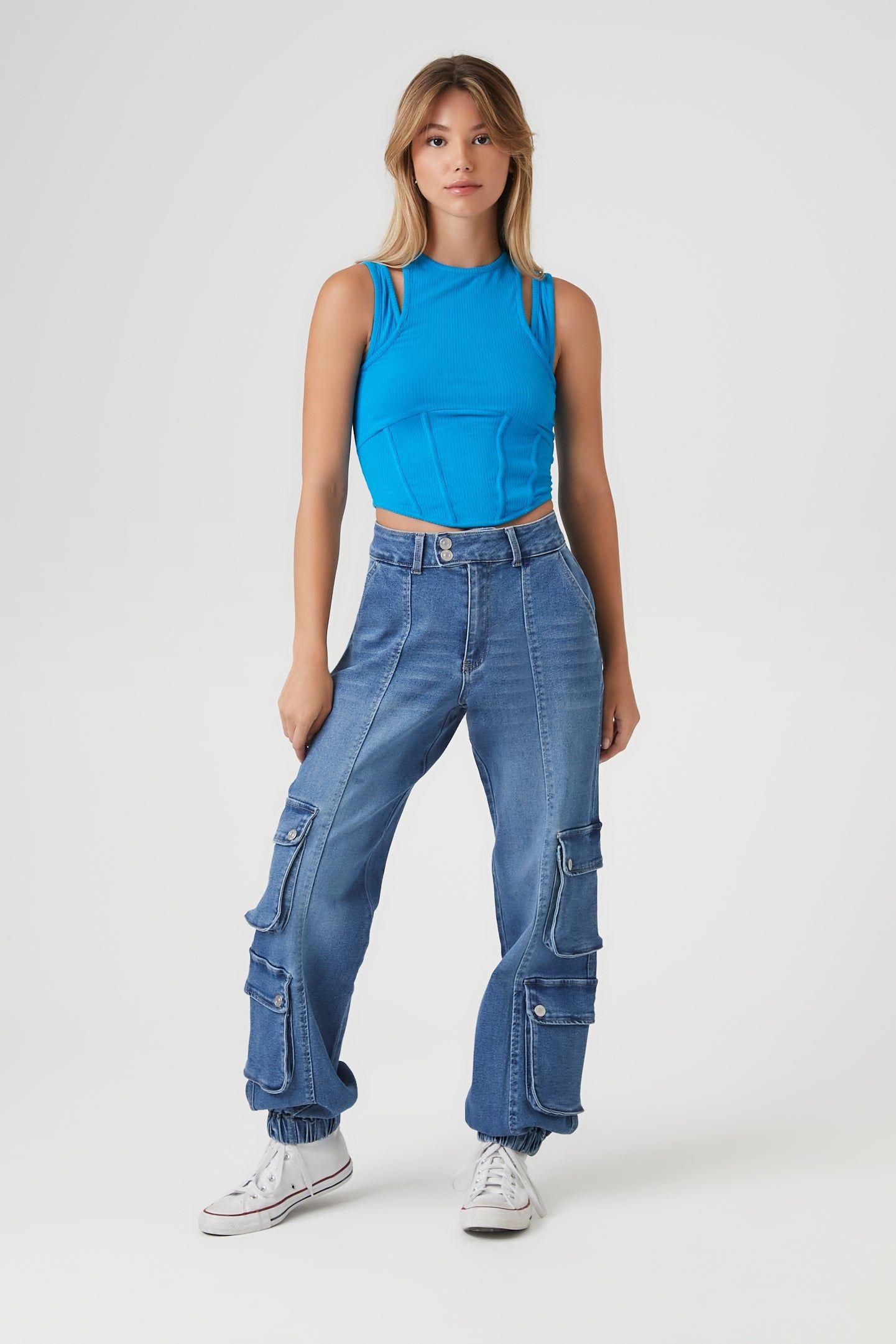 Multi Cargo Pocket Denim Jogger sold by Urban Planet