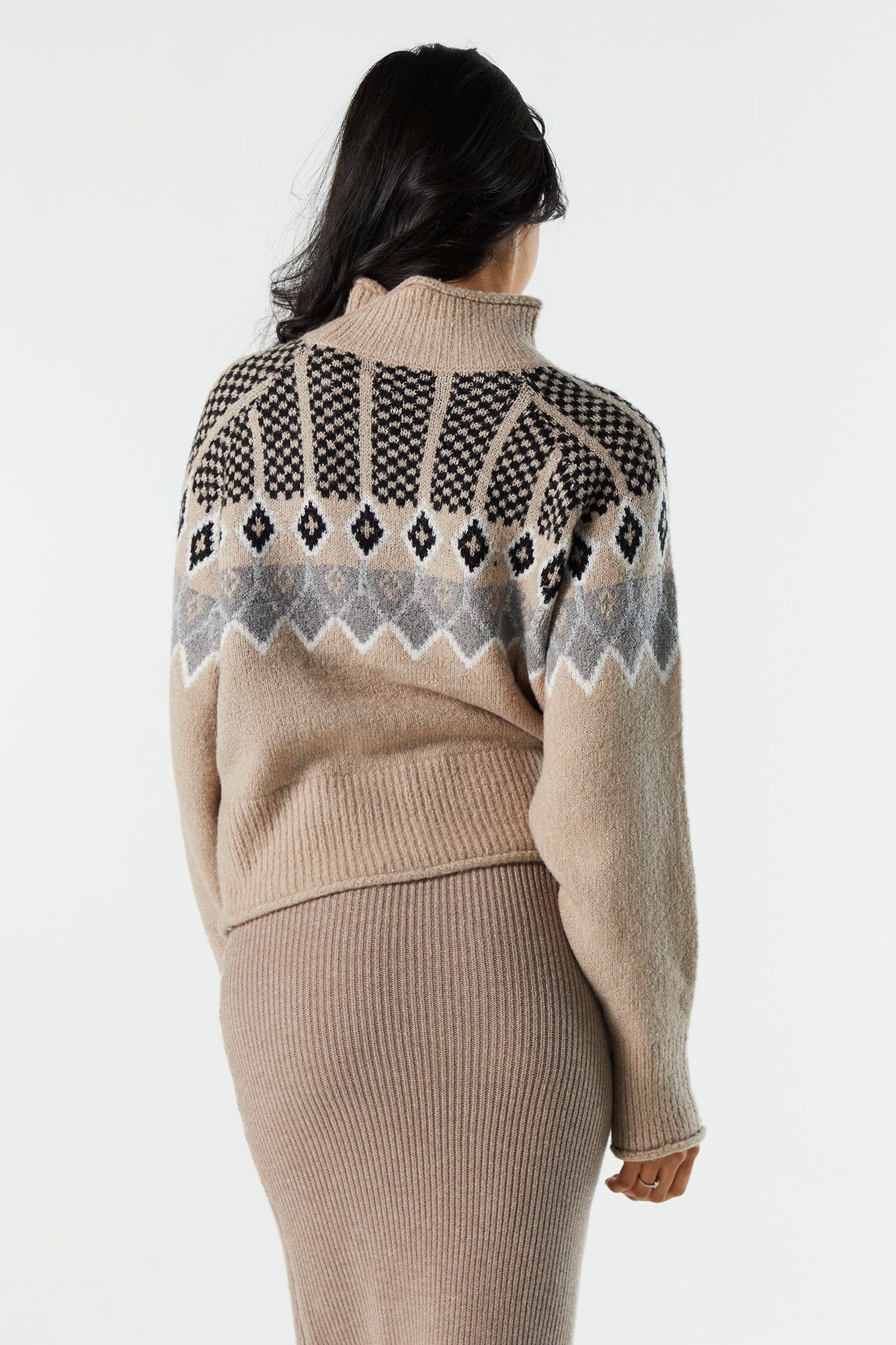 Oatmeal Fairisle Knit Turtleneck sold by Urban Planet product image thumbnail 3