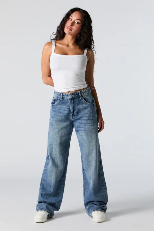 Medium Vintage Wash High Rise Wide Leg Jean sold by Urban Planet