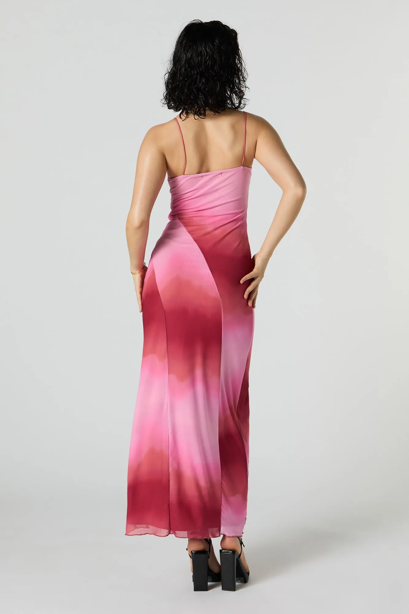 Gradient Mesh Overlay Slit Maxi Dress sold by Urban Planet product image thumbnail 2