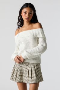 Tan Plaid Pleated Skirt sold by Urban Planet