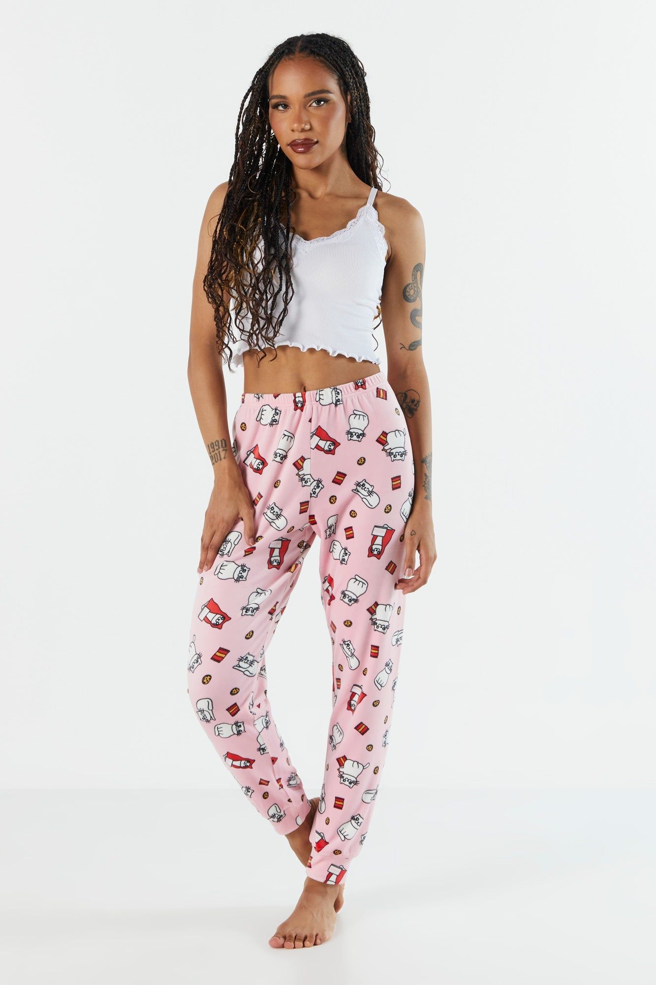 Kitten Present Print Velour Pajama Jogger sold by Urban Planet