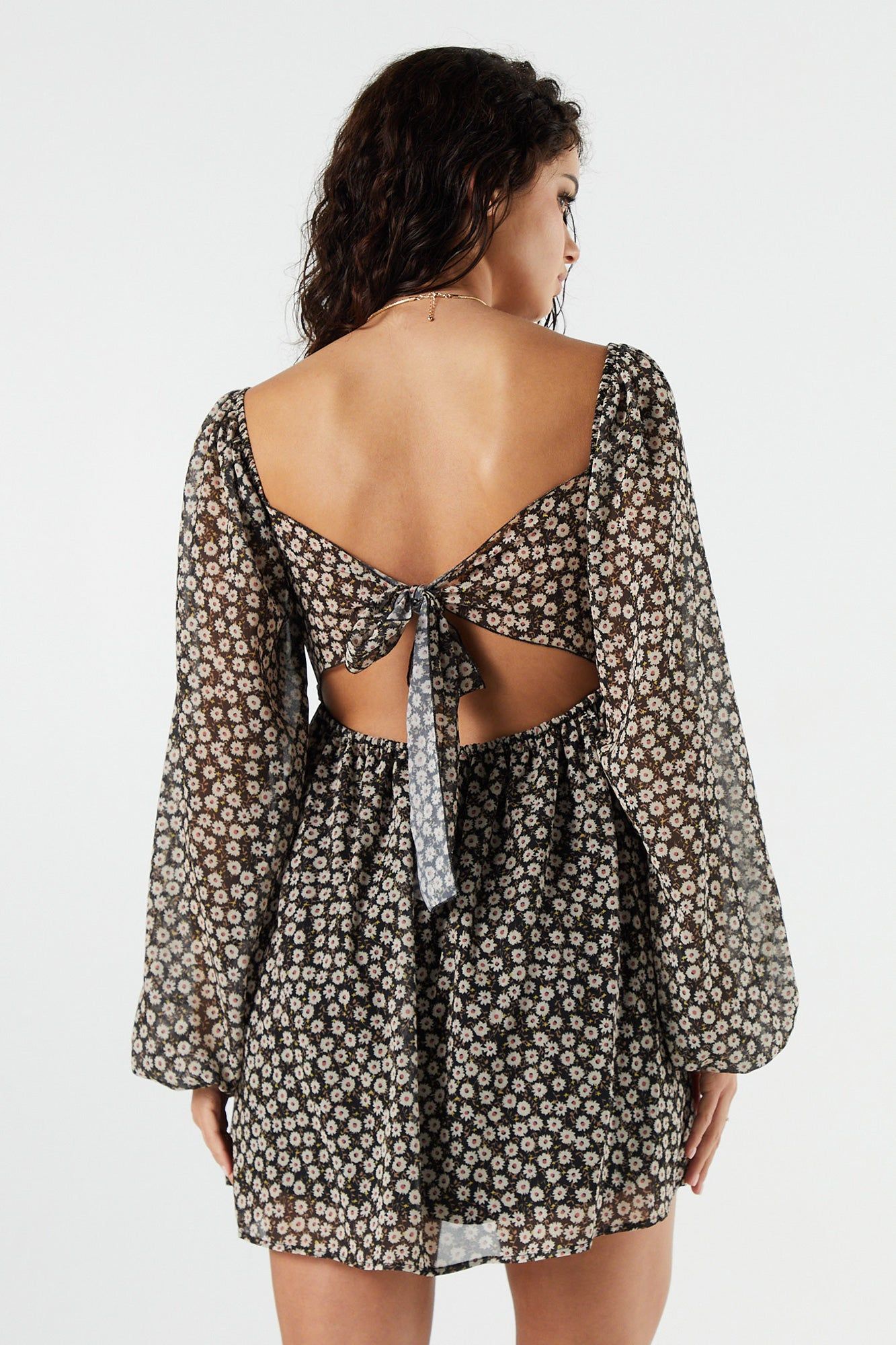 Floral Sweetheart Long Sleeve Mini Dress sold by Urban Planet product image thumbnail 2