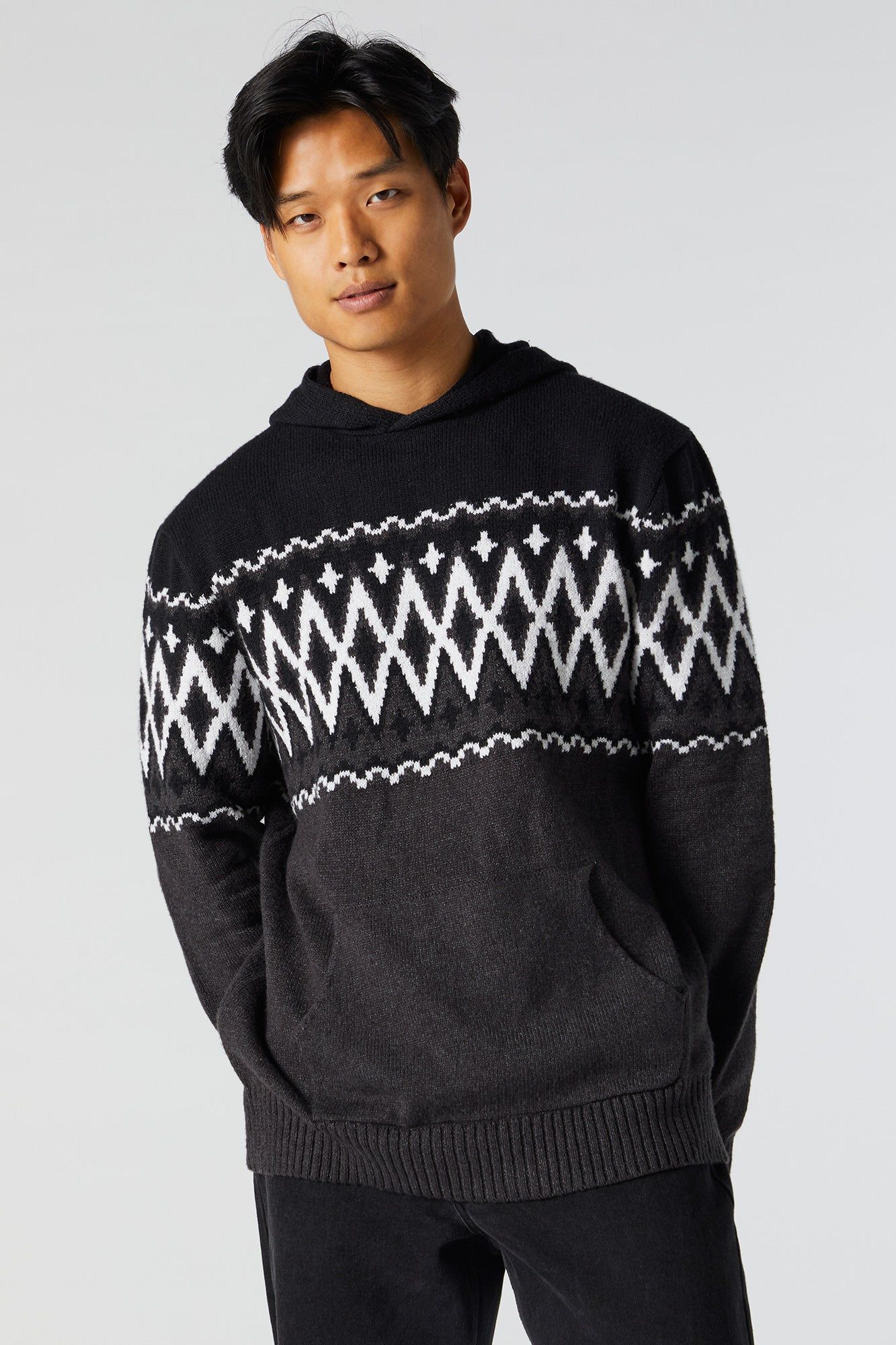 Haut à capuchon en tricot de jersey jacquard sold by Urban Planet product image thumbnail 5