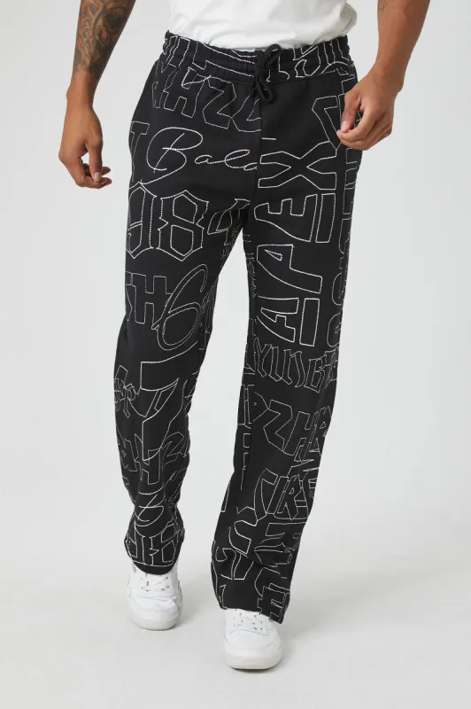Jogger avec motif brodé et surpiqûres à taille coulissante sold by Urban Planet