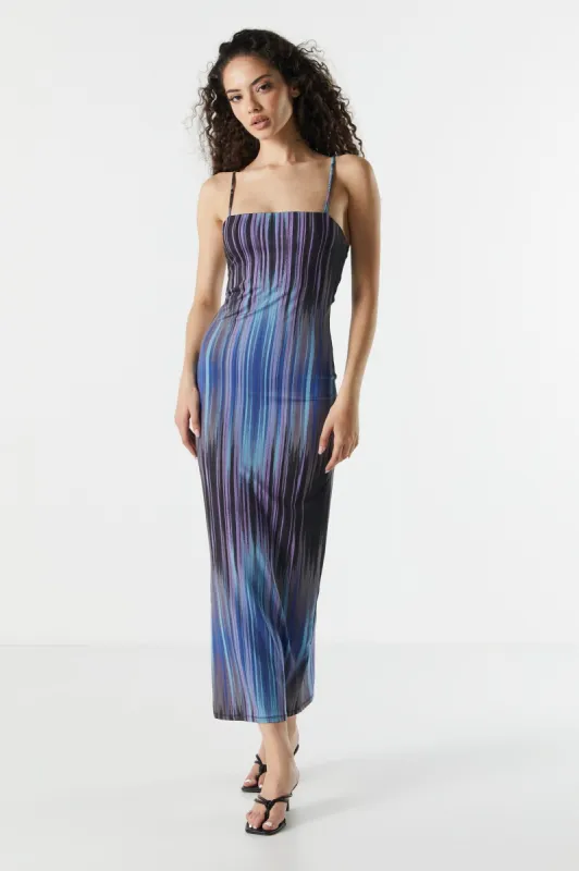 Abstract Print Back Slit Maxi Dress sold by Urban Planet