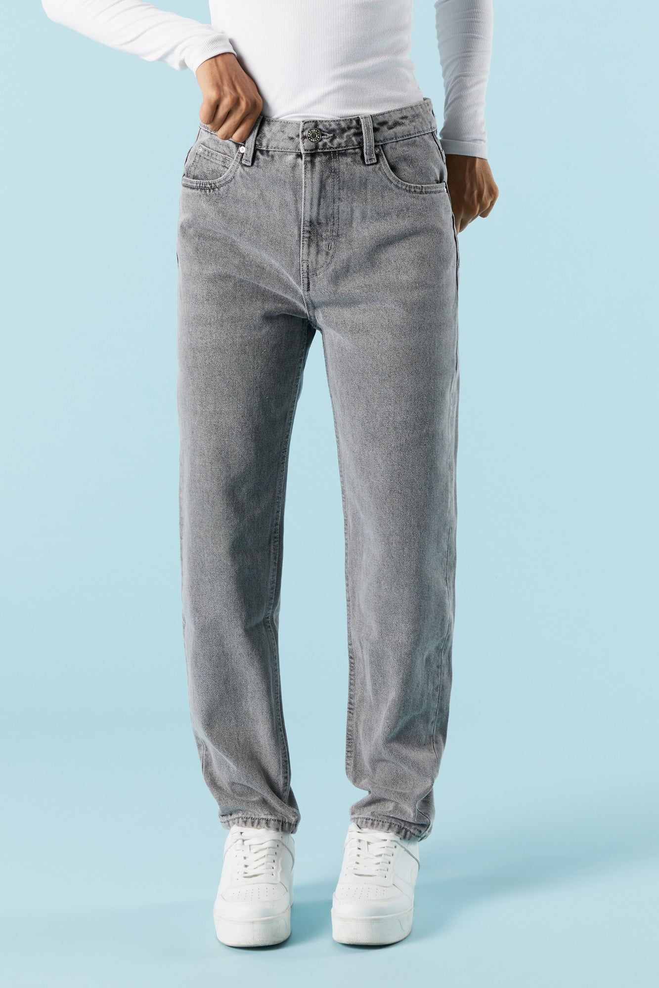 Grey Wash Denim Mom Jean sold by Urban Planet product image thumbnail 2