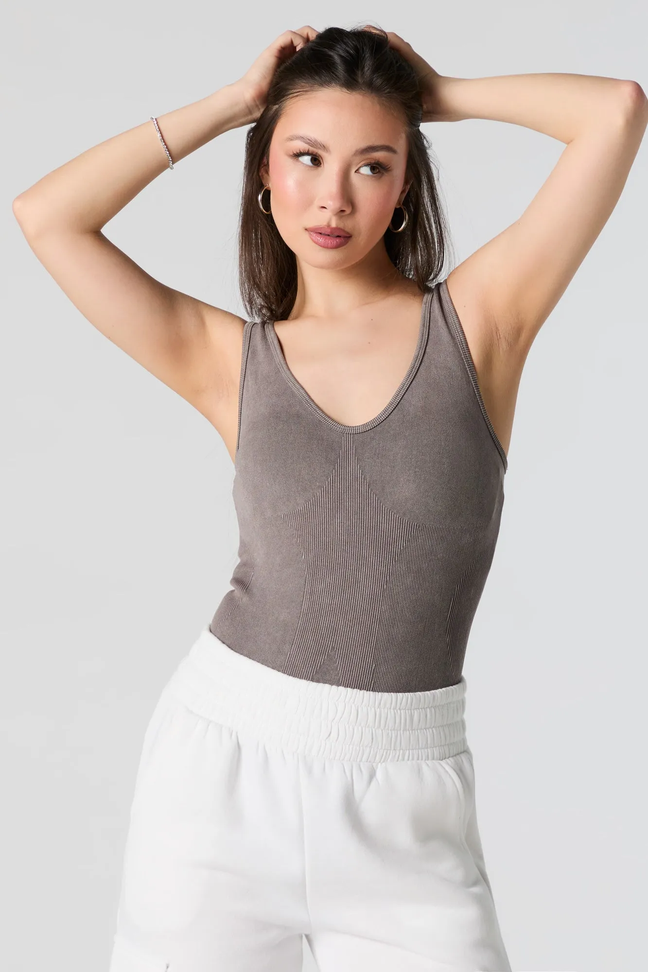 Ribbed Scoop Neck Tank Bodysuit sold by Urban Planet
