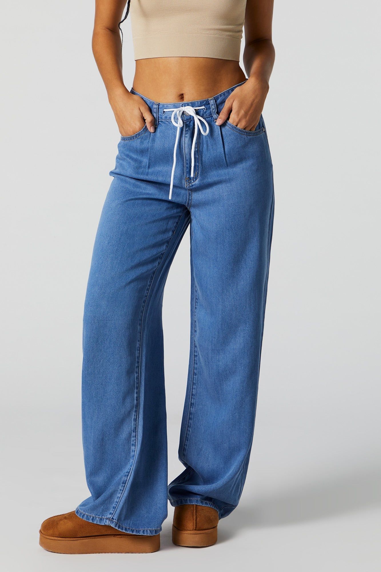 Light Wash Wide Leg Drawstring Pant sold by Urban Planet product image thumbnail 2