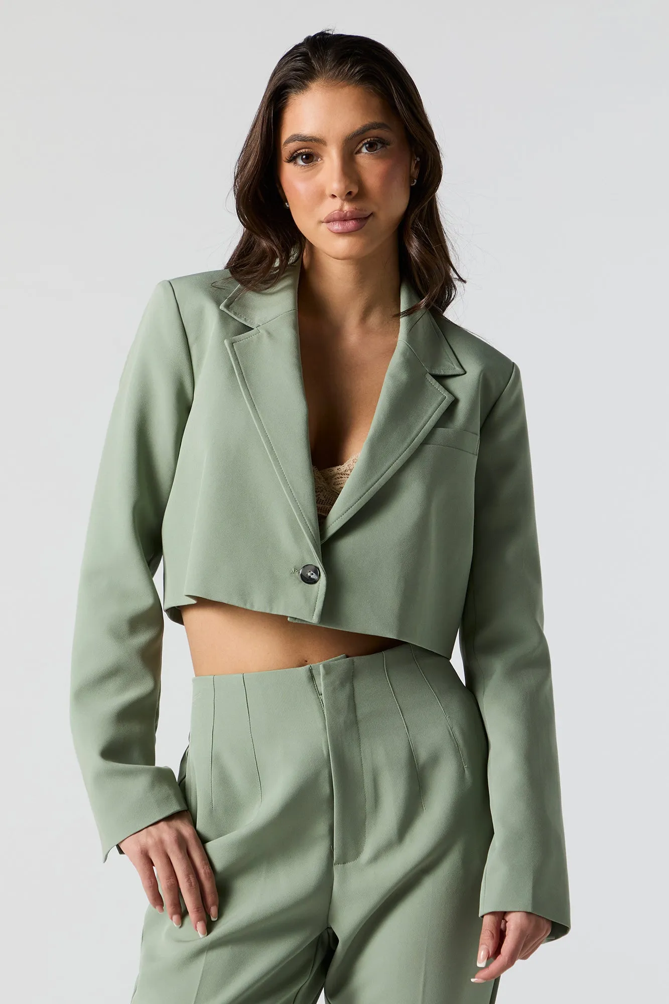 Cropped Single Button Blazer sold by Urban Planet