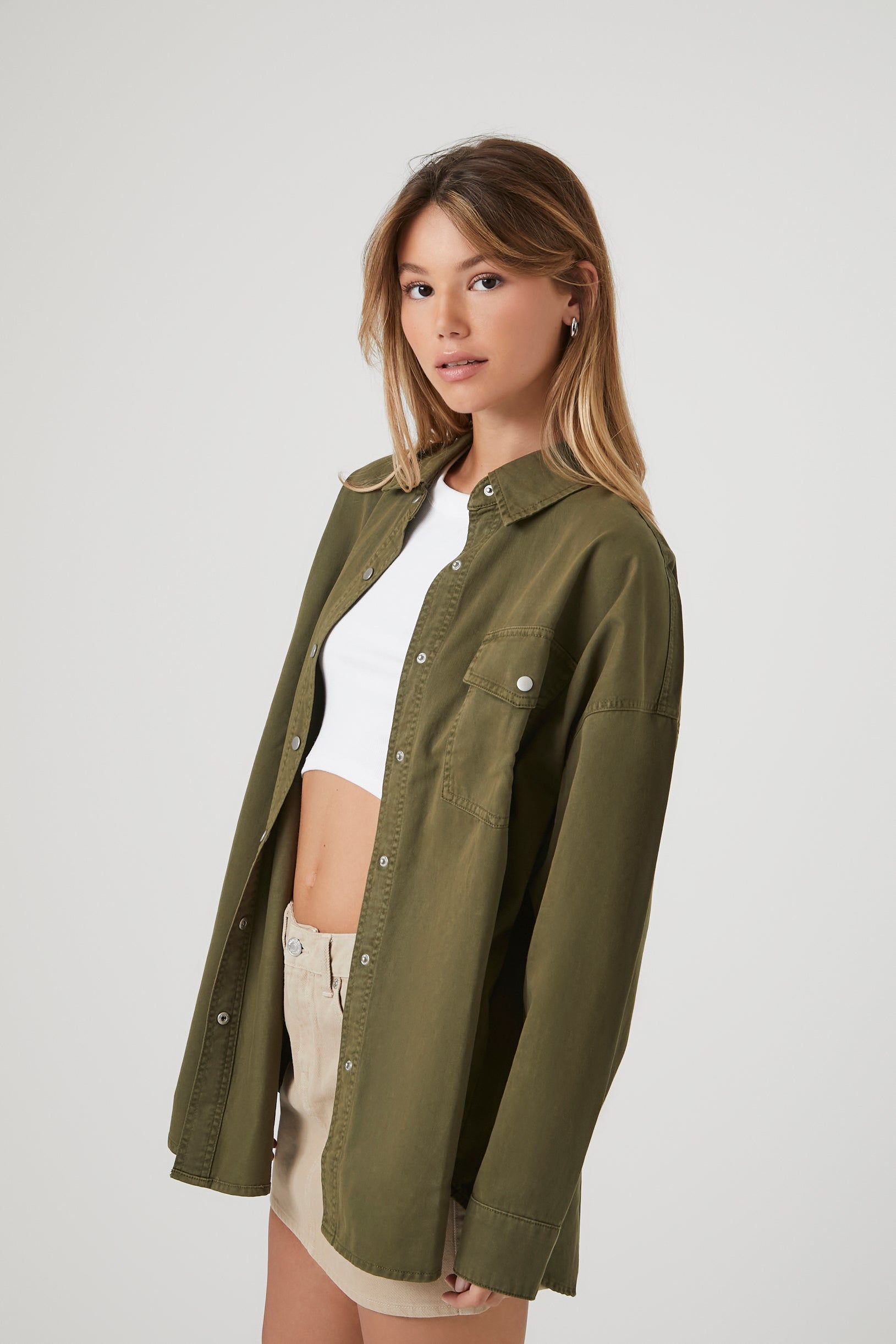 Oversized Twill Button-Up Top sold by Urban Planet product image thumbnail 2