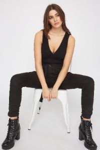 Ribbed V-Neck Sleeveless Bodysuit sold by Urban Planet
