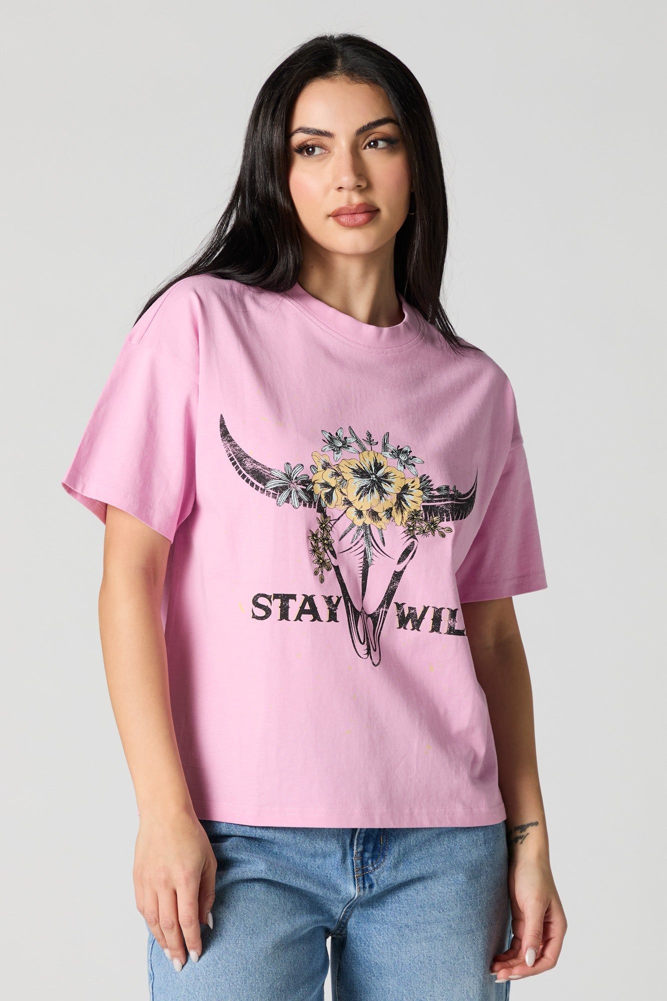 Pink Stay Wild Graphic Boyfriend T-Shirt sold by Urban Planet