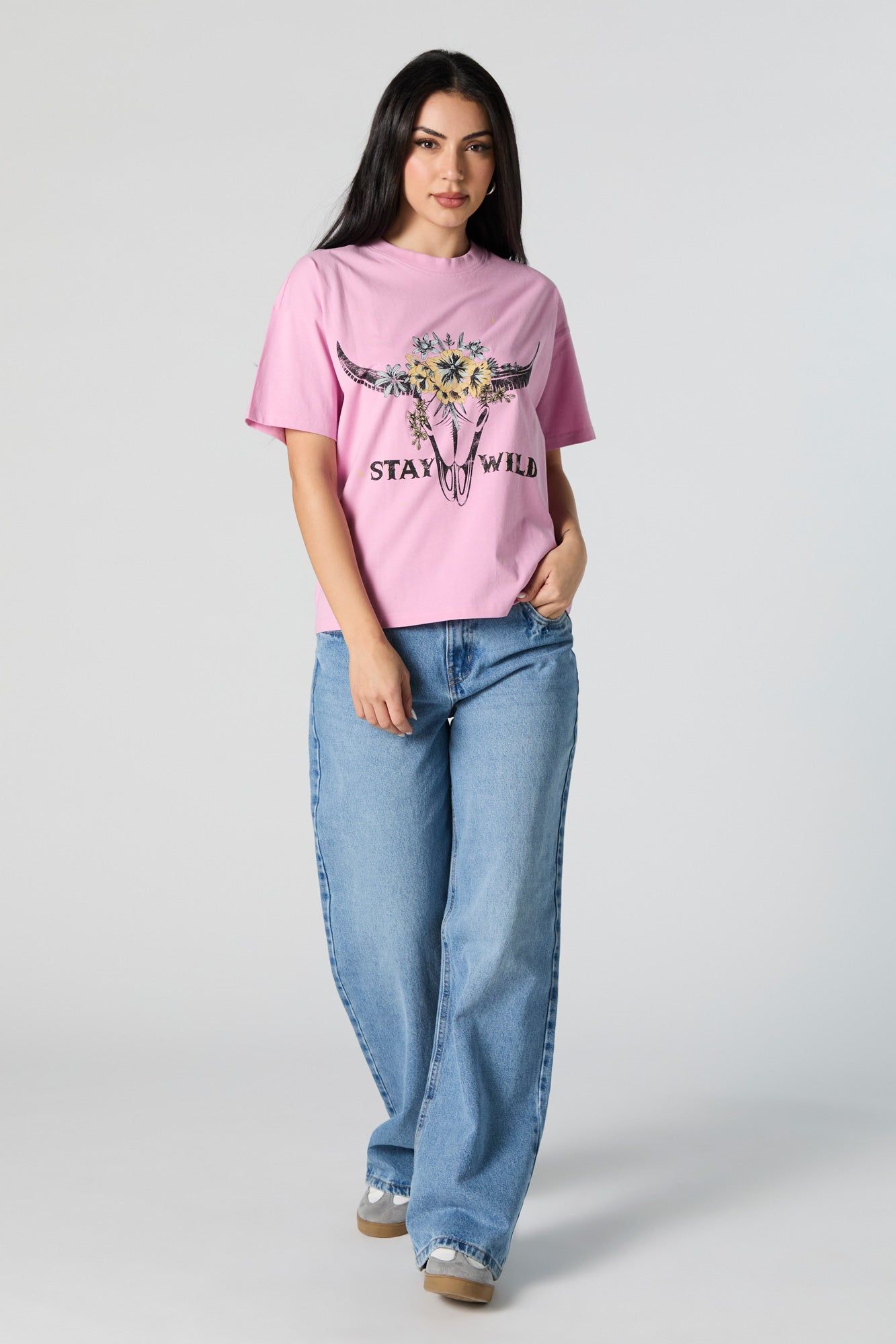 Pink Stay Wild Graphic Boyfriend T-Shirt sold by Urban Planet product image thumbnail 2