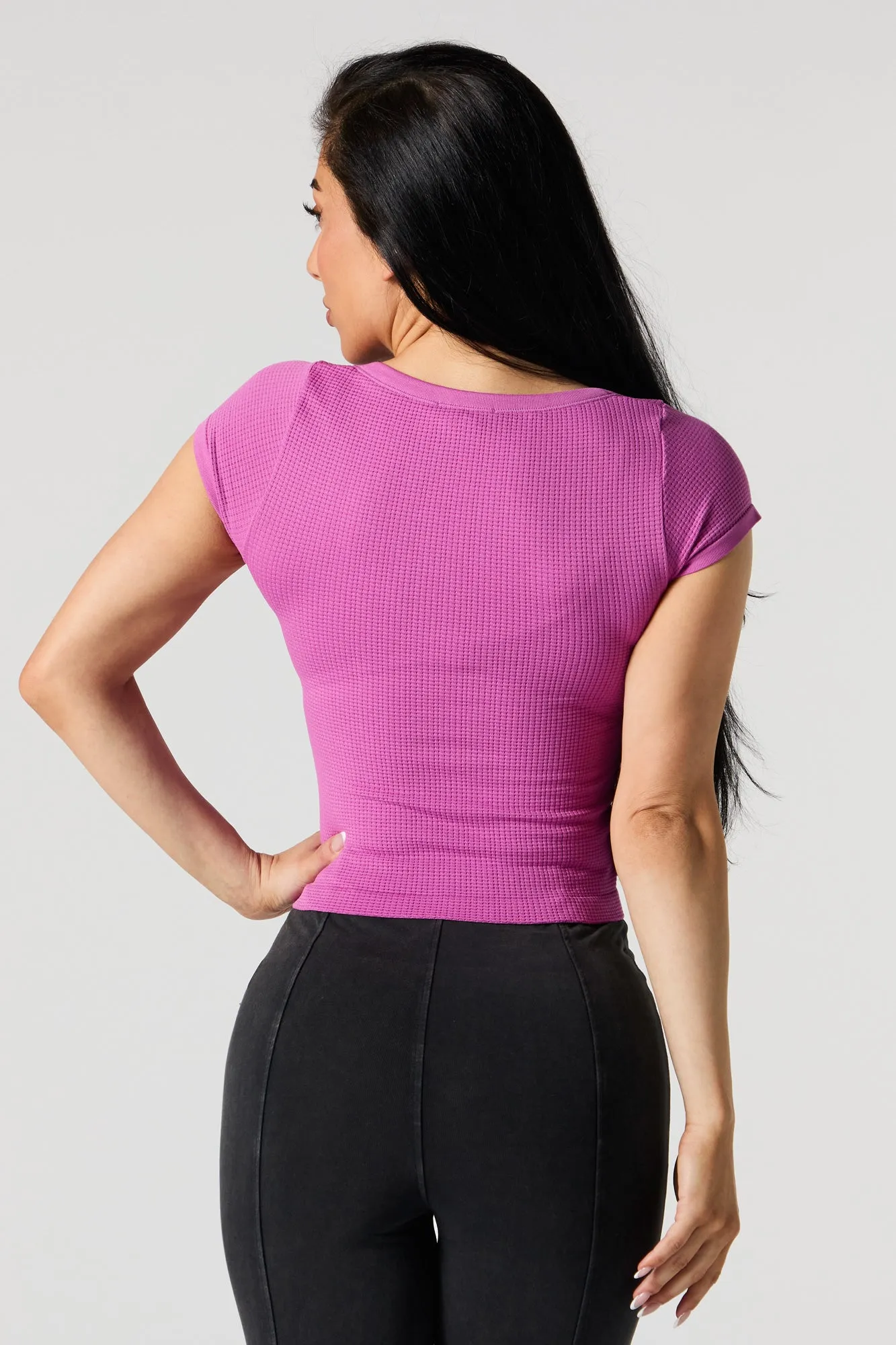 Haut en tricot gaufré lacé sans couture sold by Urban Planet product image thumbnail 2