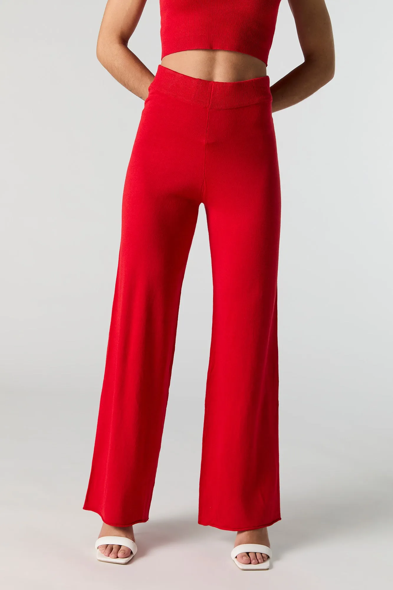 Pantalon à jambe large et taille haute en tricot sold by Urban Planet product image thumbnail 2