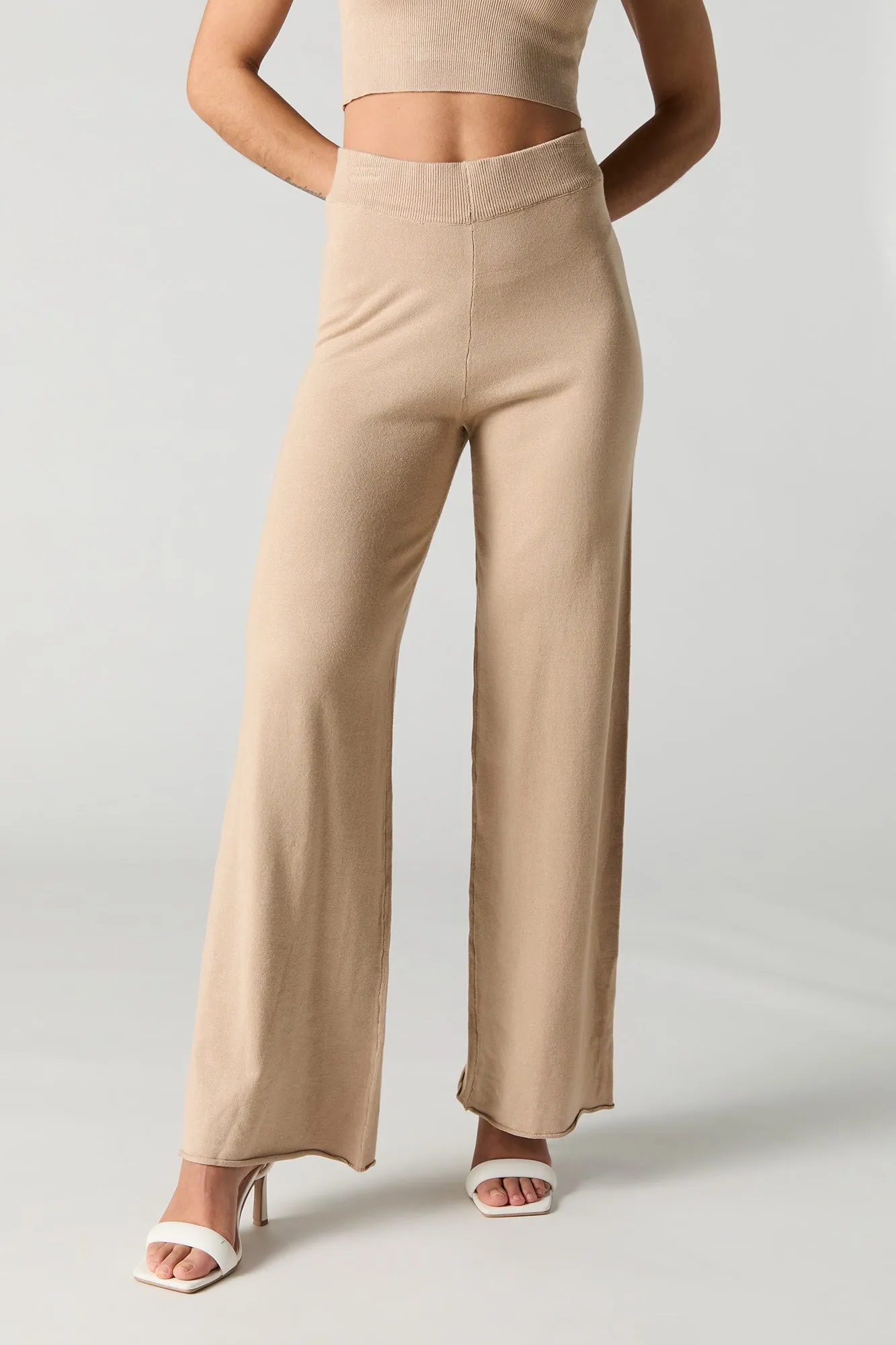 Pantalon à jambe large et taille haute en tricot sold by Urban Planet product image thumbnail 5