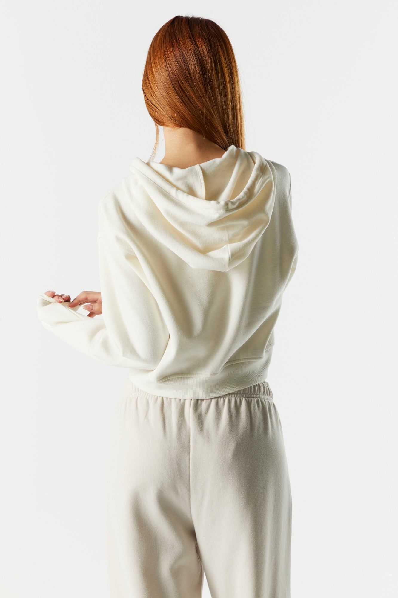 Solid Fleece Cropped Zip-Up Hoodie sold by Urban Planet product image thumbnail 2