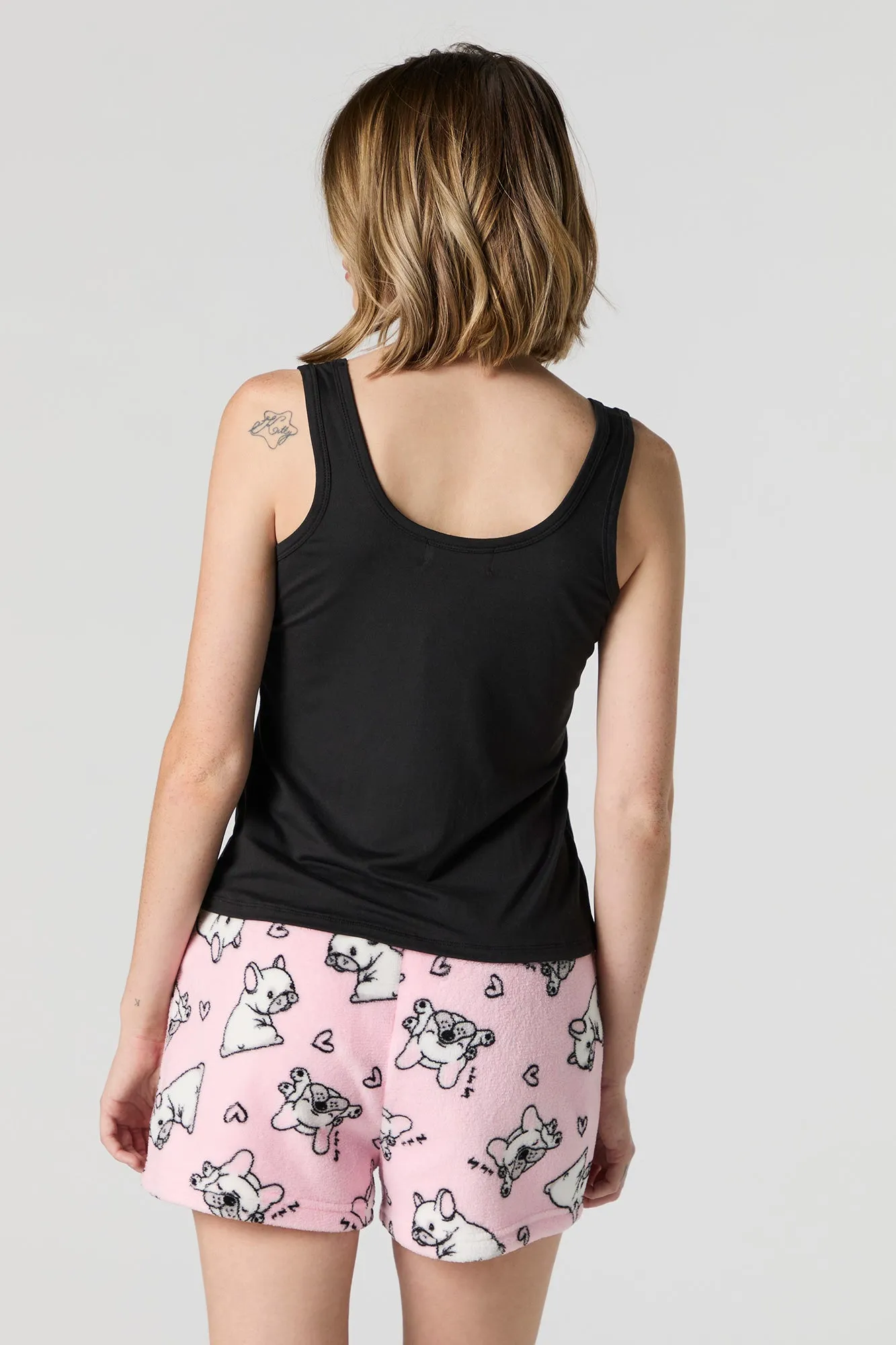 Ensemble-pyjama 2 pièces à camisole imprimée Frenchie et short pelucheux sold by Urban Planet product image thumbnail 2