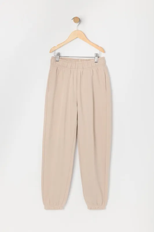 Jogger de coupe garçonne en molleton uni pour fille sold by Urban Planet