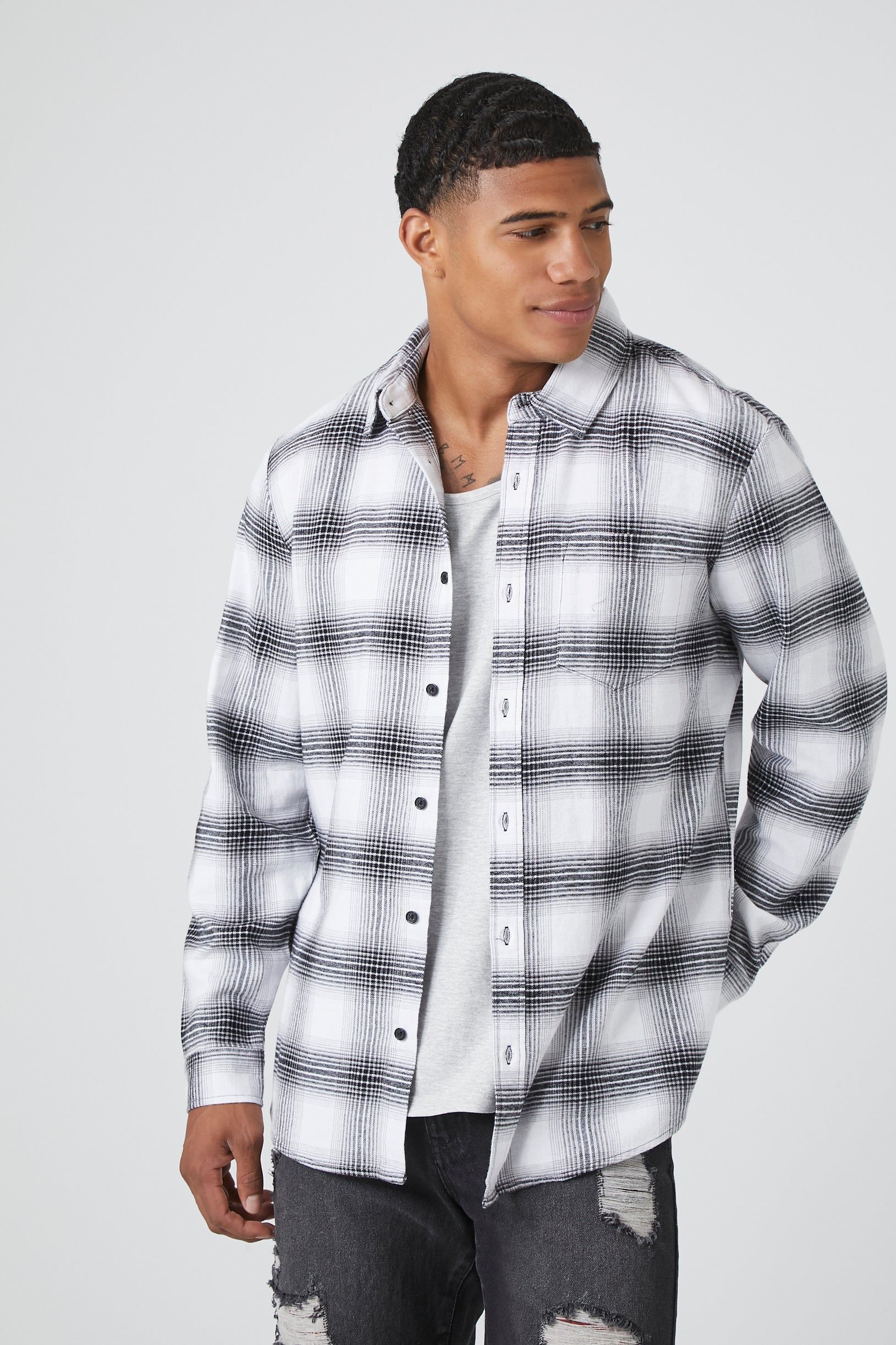 Plaid Button-Up Top sold by Urban Planet