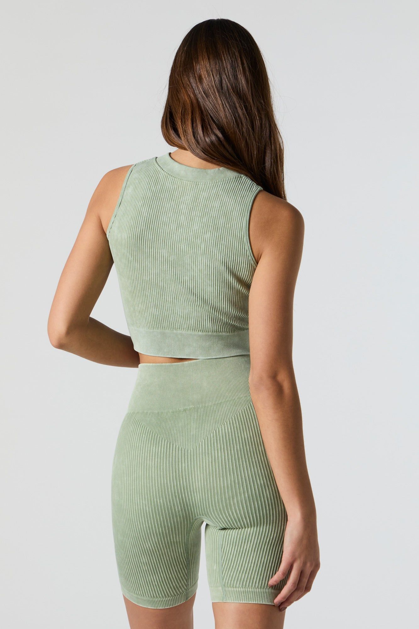 Débardeur Sommer Ray côtelé vert délavé sans couture avec fermeture à glissière sold by Urban Planet product image thumbnail 2