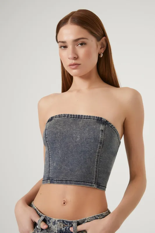 Haut tubulaire en denim délavé minéral sold by Urban Planet