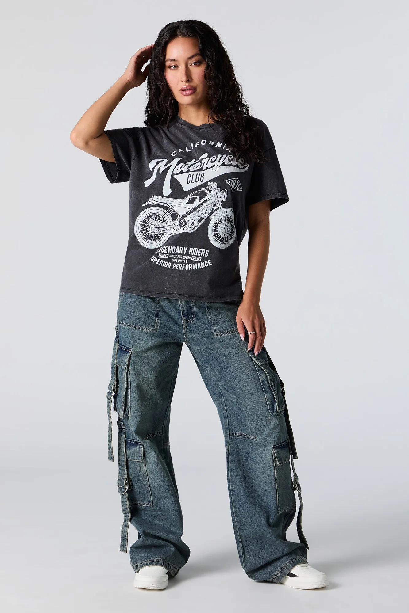 Cali Motorcycle Club Graphic Washed Boyfriend T-Shirt sold by Urban Planet product image thumbnail 2