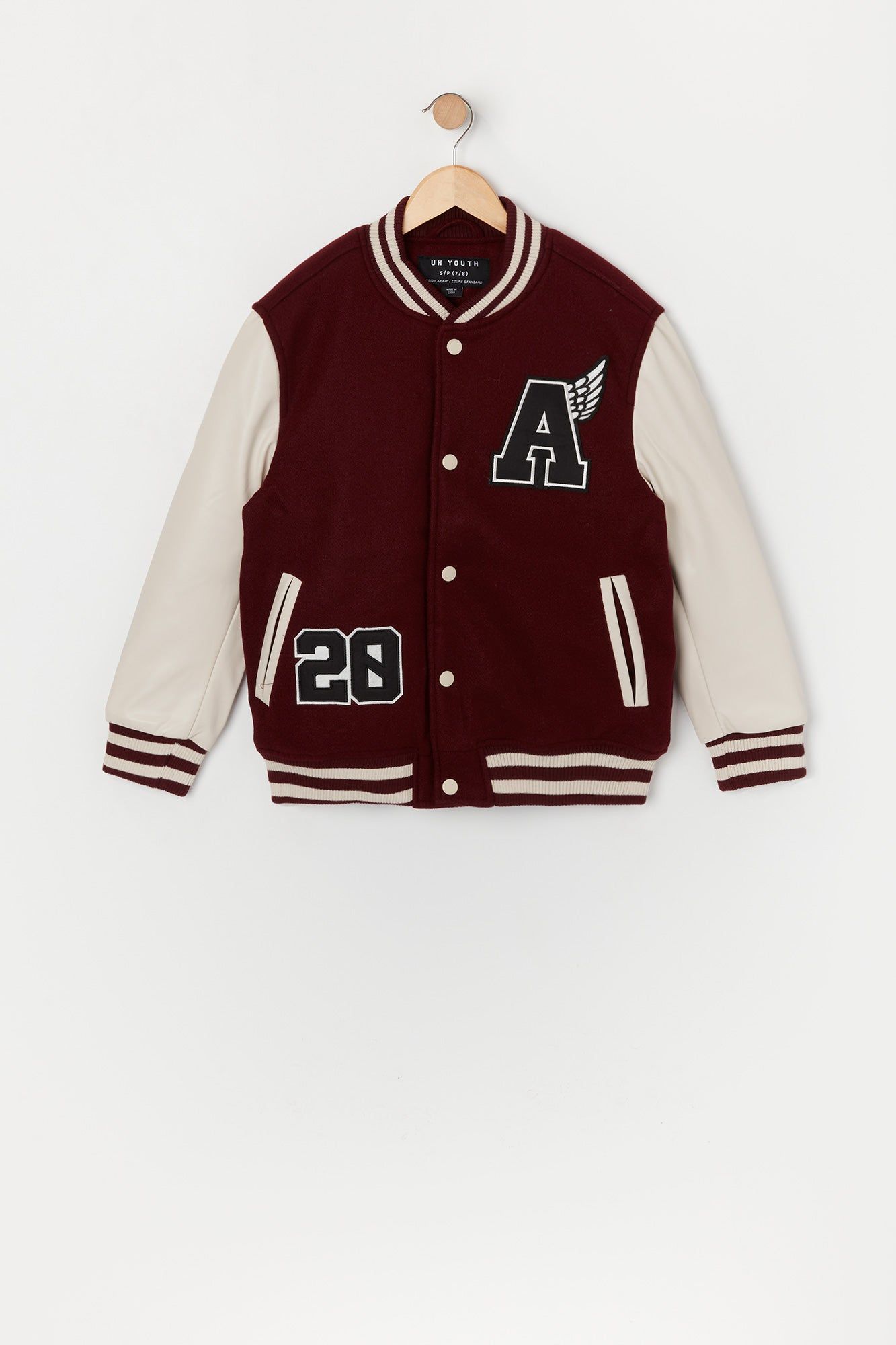 Blouson de style universitaire en similicuir à imprimé A pour garçon sold by Urban Planet