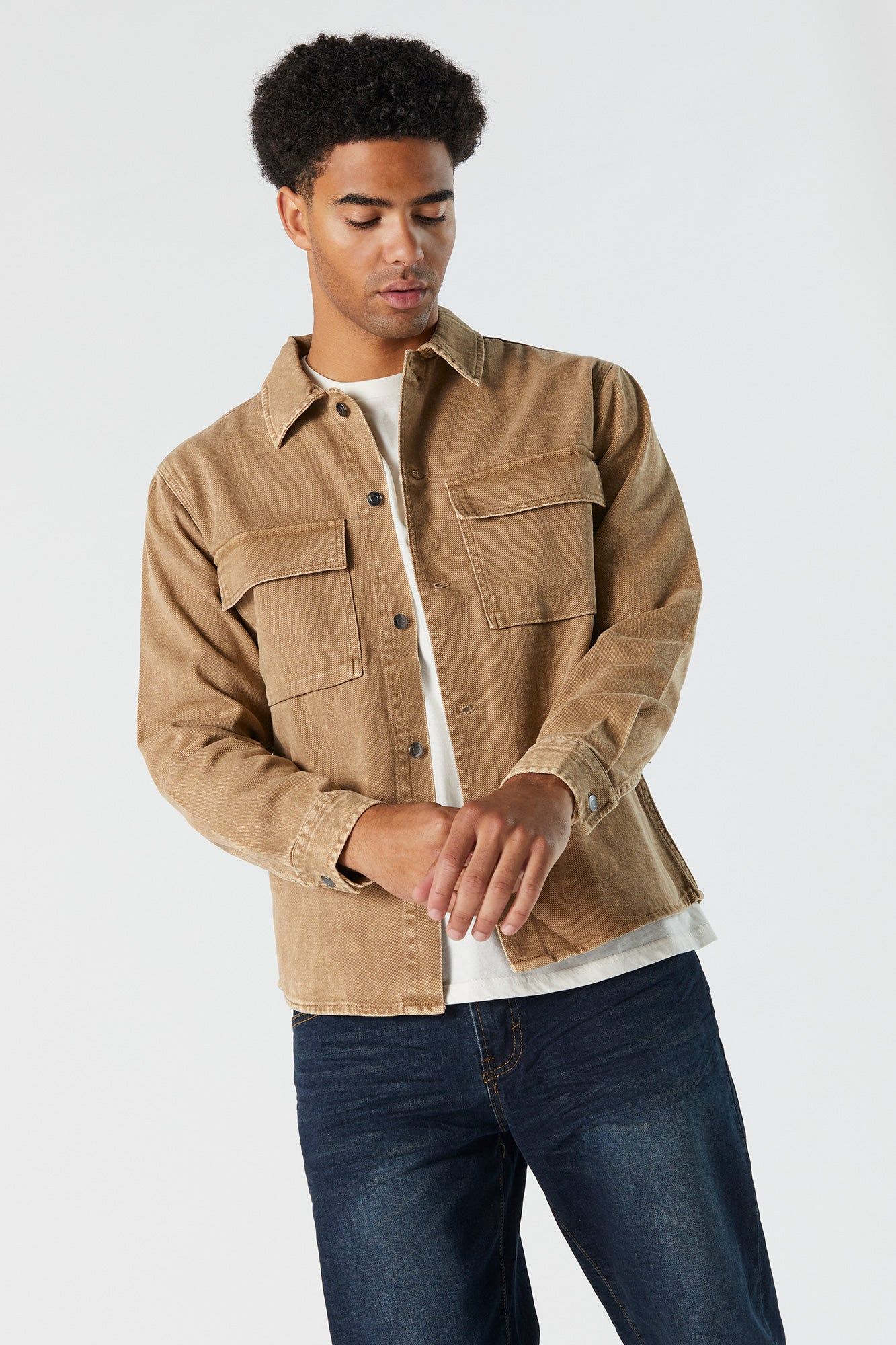 Tan Bull Denim Jacket sold by Urban Planet