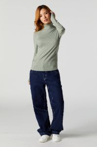 Ribbed Turtleneck Long Sleeve Top sold by Urban Planet