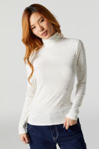 Ribbed Turtleneck Long Sleeve Top sold by Urban Planet