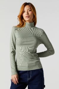Ribbed Turtleneck Long Sleeve Top sold by Urban Planet